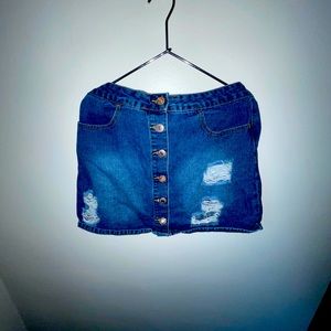 Button Down Forever 21 Jean Mini Skirt